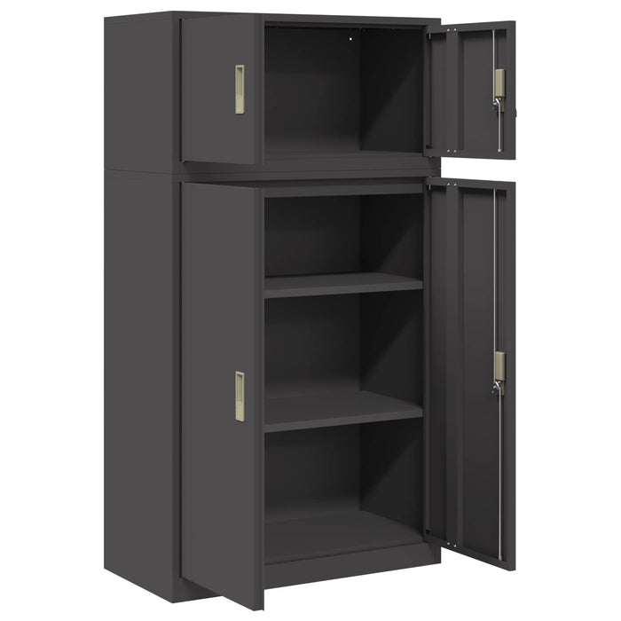 Dulap de depozitare 2 buc. Negru 80 x 40 x 145 cm Oțel Blocat WALTI