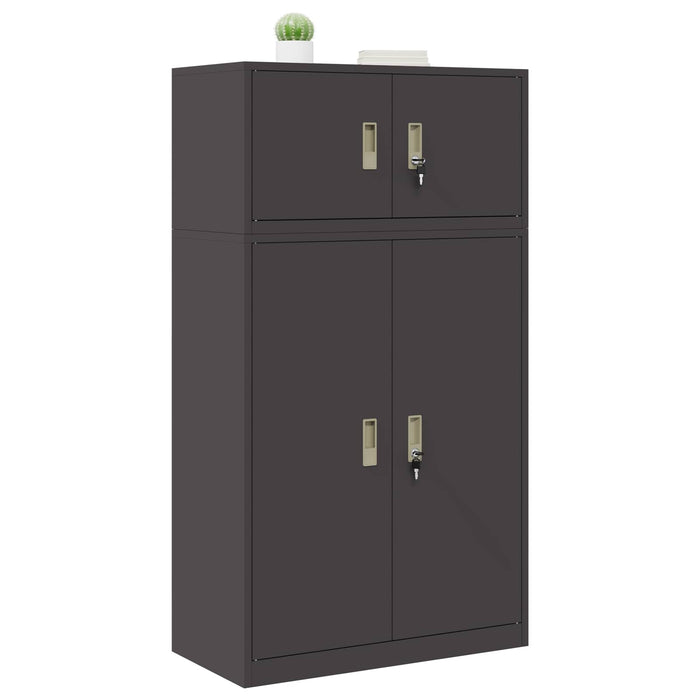Dulap de depozitare 2 buc. Negru 80 x 40 x 145 cm Oțel Blocat WALTI