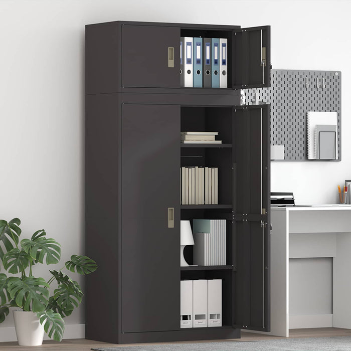 Dulap de depozitare 2 buc. Negru 80 x 40 x 180 cm Oțel Blocat WALTI