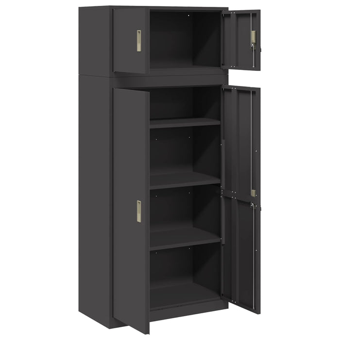 Dulap de depozitare 2 buc. Negru 80 x 40 x 180 cm Oțel Blocat WALTI