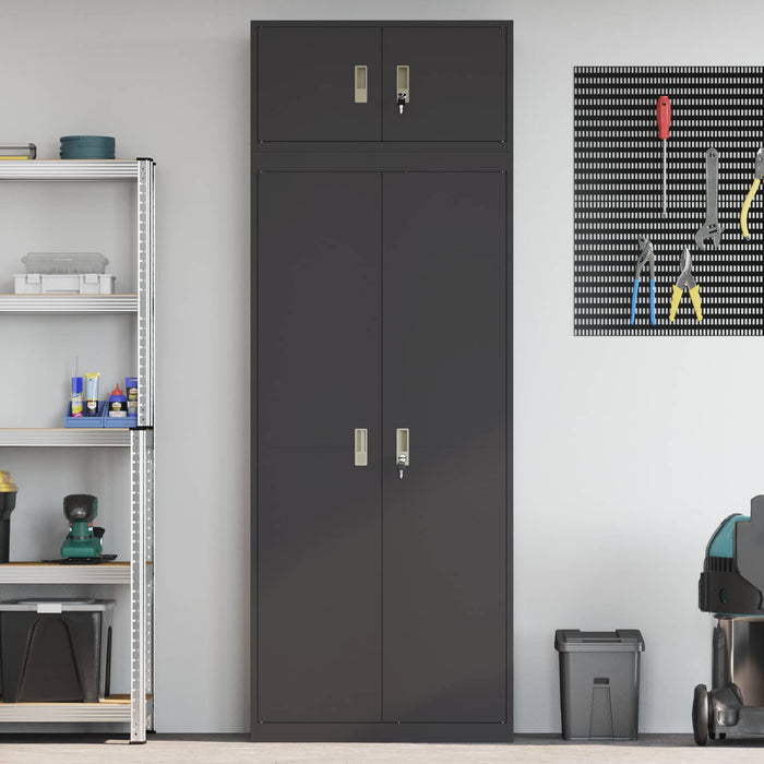 Dulap de depozitare 2 buc. Negru 80 x 40 x 220 cm Oțel Blocat WALTI