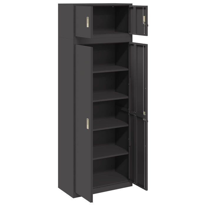 Dulap de depozitare 2 buc. Negru 80 x 40 x 220 cm Oțel Blocat WALTI