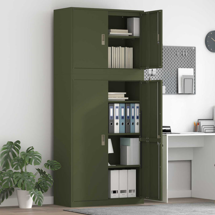 Dulap de depozitare 2 buc. Verde măsliniu 90 x 40 x 210 cm Oțel WALTI