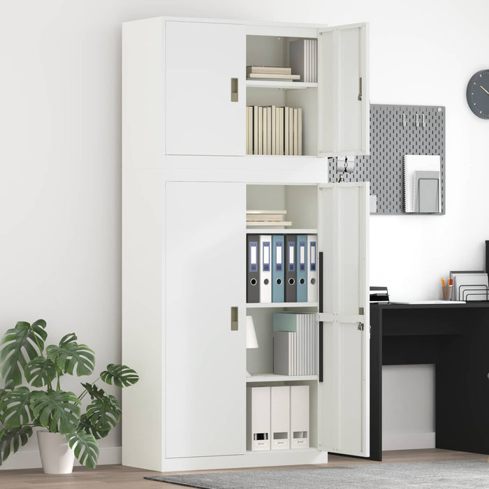 Dulap de depozitare 2 buc. Alb 90 x 40 x 210 cm Oțel Blocat WALTI