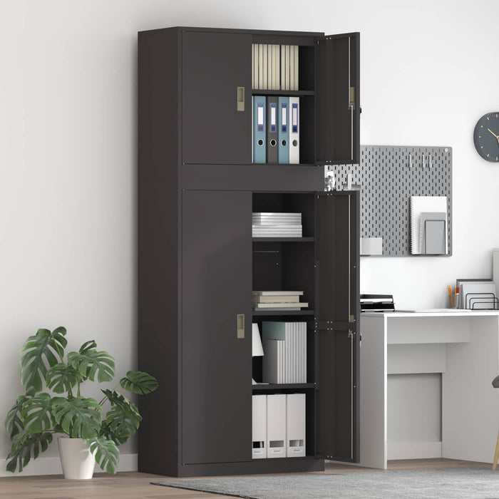 Dulap de depozitare 2 buc. Negru 80 x 40 x 210 cm Oțel Blocat WALTI