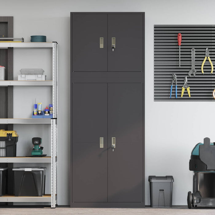 Dulap de depozitare 2 buc. Negru 80 x 40 x 210 cm Oțel Blocat WALTI