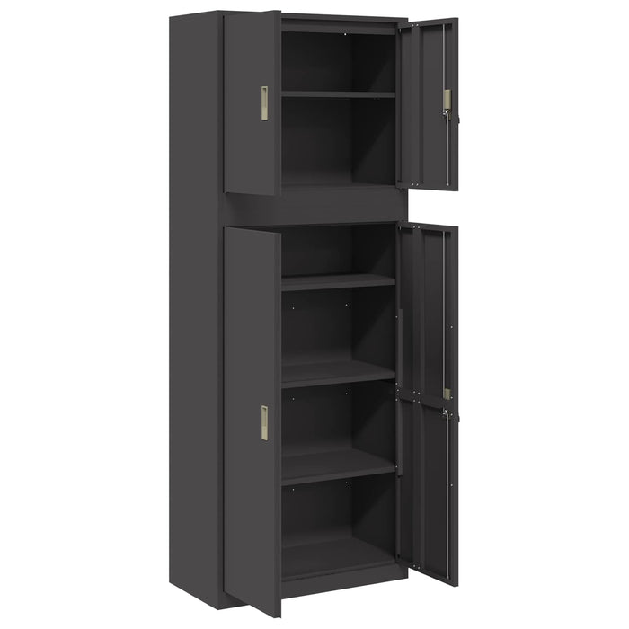 Dulap de depozitare 2 buc. Negru 80 x 40 x 210 cm Oțel Blocat WALTI