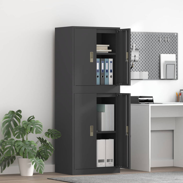 Dulap de depozitare 2 buc. Negru 60 x 40 x 160 cm Oțel Blocat WALTI