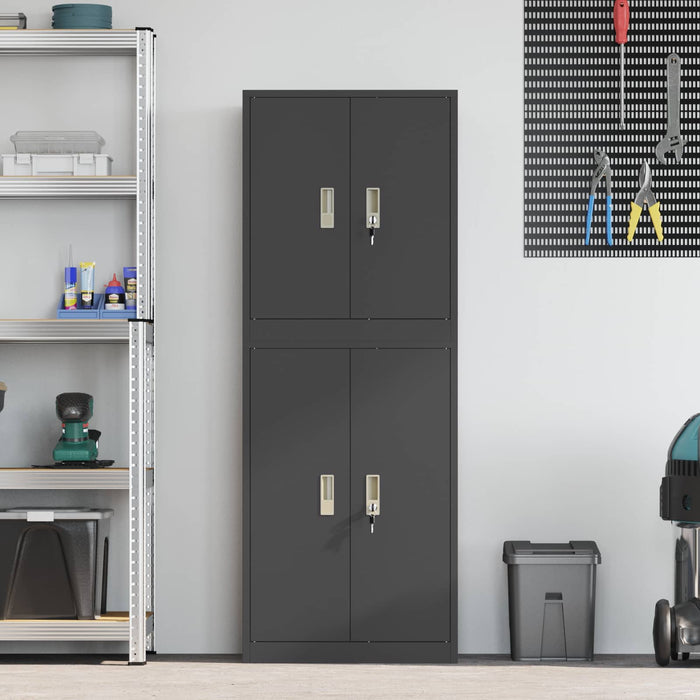 Dulap de depozitare 2 buc. Negru 60 x 40 x 160 cm Oțel Blocat WALTI