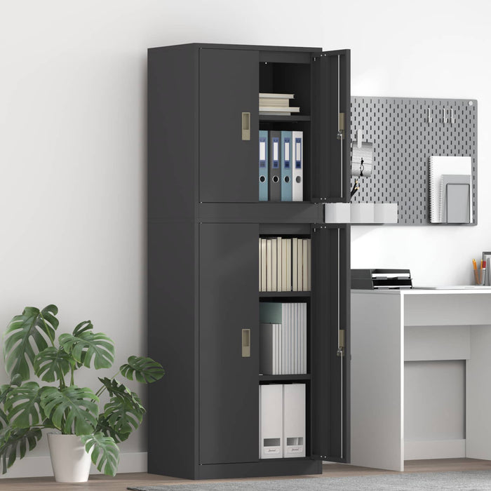 Dulap de depozitare 2 buc. Negru 60 x 40 x 175 cm Oțel Blocat WALTI