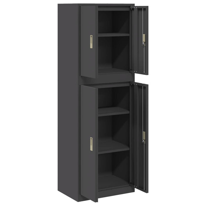 Dulap de depozitare 2 buc. Negru 60 x 40 x 175 cm Oțel Blocat WALTI