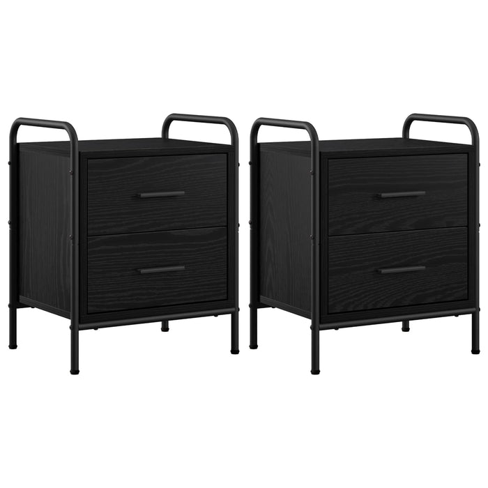 Dulap de noapte 2 buc. Stejar Negru 40 x 30 x 50 cm WALTI