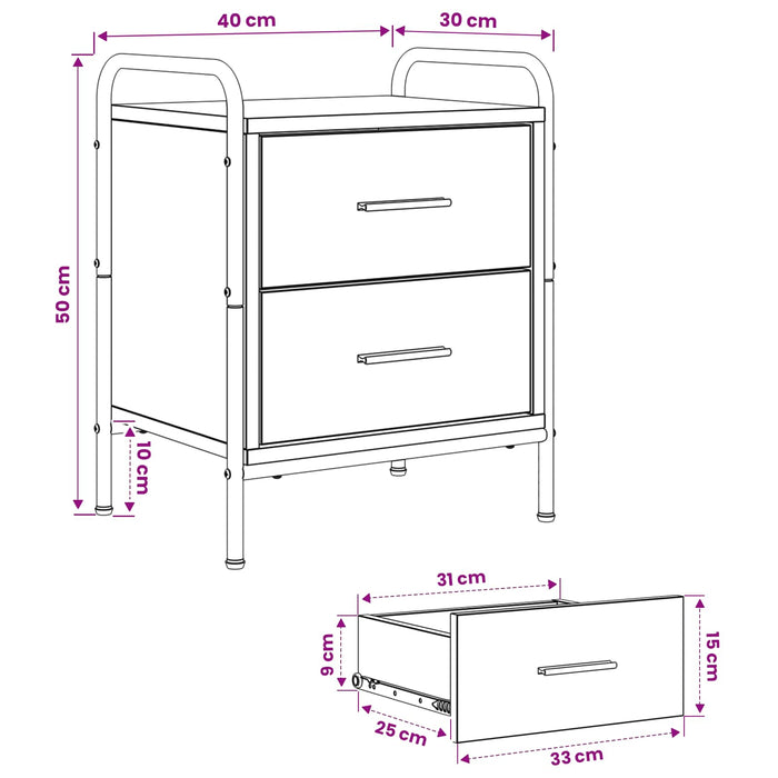 Dulap de noapte Stejar fumuriu 40 x 30 x 50 cm Lemn prelucrat WALTI