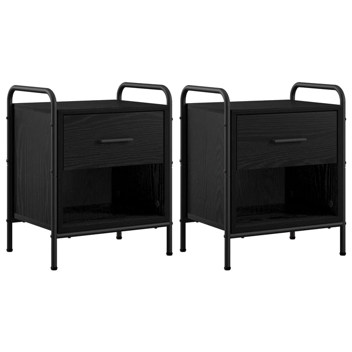 Dulap de noapte 2 buc. Stejar Negru 40 x 30 x 50 cm WALTI