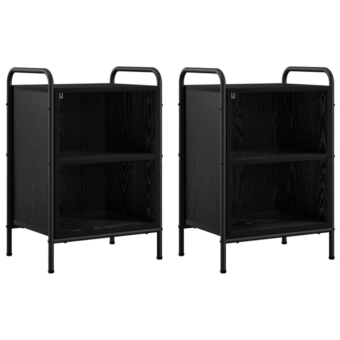 Dulap de noapte 2 buc. Stejar Negru 40 x 30 x 60 cm WALTI