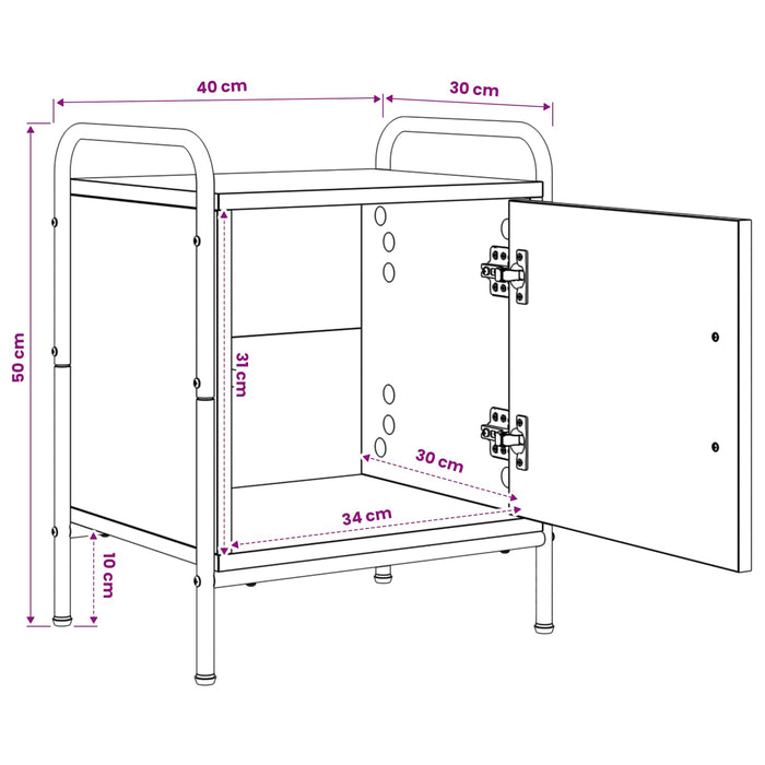 Dulap de noapte Stejar fumuriu 40 x 30 x 50 cm Lemn prelucrat - WALTI WALTI