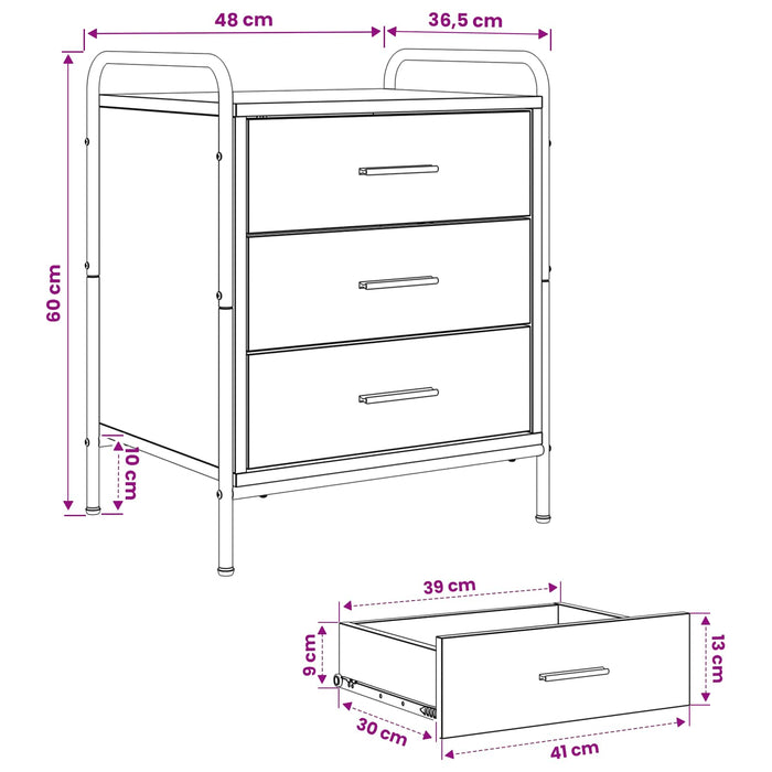 Dulap de noapte Stejar Artizanal 48 x 36,5 x 60 cm - WALTI WALTI