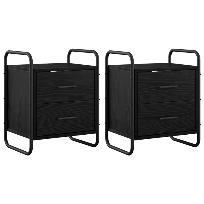Dulap de Noapte Suspendat 2 buc. Stejar Negru 40 x 30 x 50 cm WALTI
