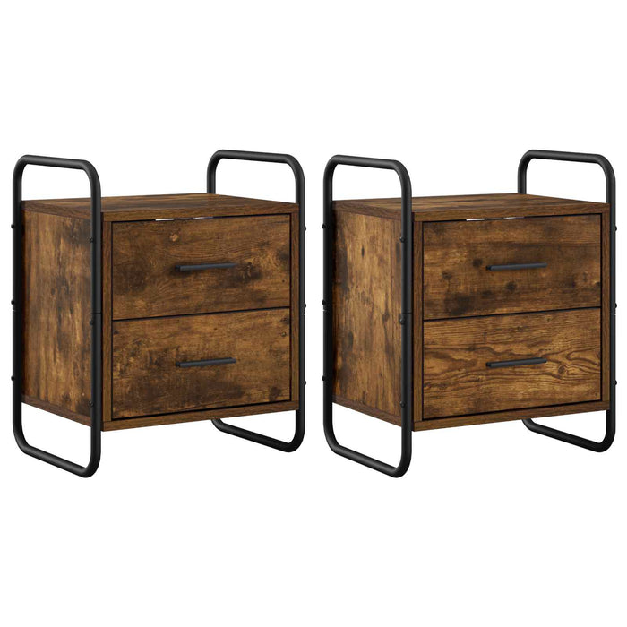 Dulap de Noapte Suspendat 2 buc. Stejar fumuriu 40 x 30 x 50 cm WALTI