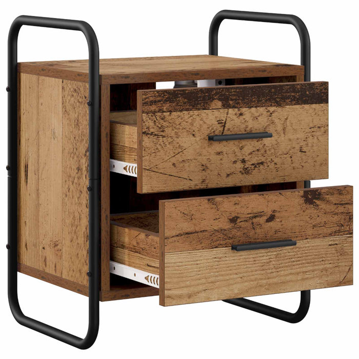Dulap de Noapte Suspendat 2 buc. Lemn vechi 40 x 30 x 50 cm WALTI
