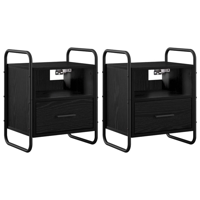 Dulap de Noapte Suspendat 2 buc. Stejar Negru 40 x 30 x 50 cm WALTI