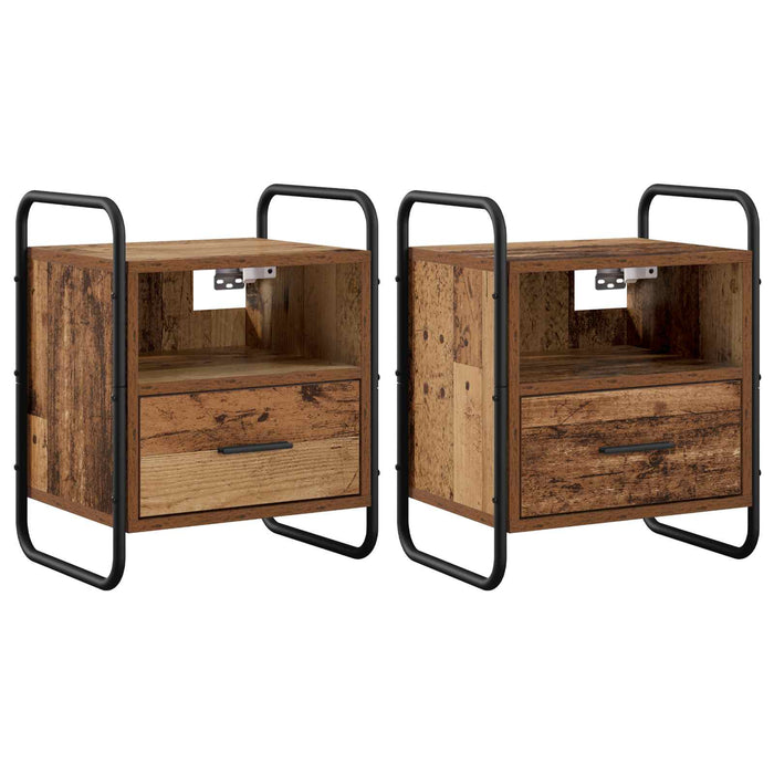 Dulap de Noapte Suspendat 2 buc. Lemn vechi 40 x 30 x 50 cm WALTI