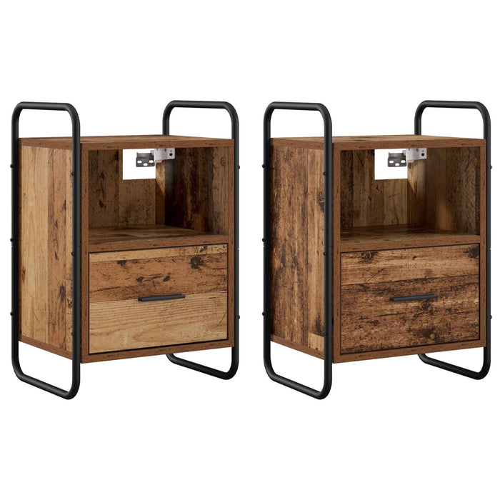 Dulap de Noapte Suspendat 2 buc. Lemn vechi 40 x 30 x 60 cm WALTI