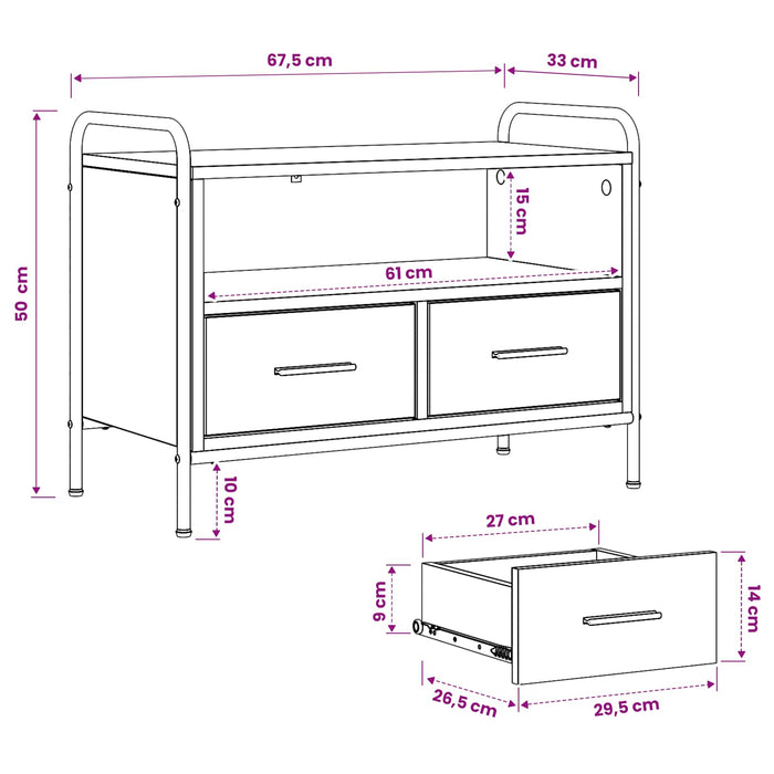 Cabinet TV 67,5 x 33 x 50 cm Sonoma gri Lemn prelucrat WALTI