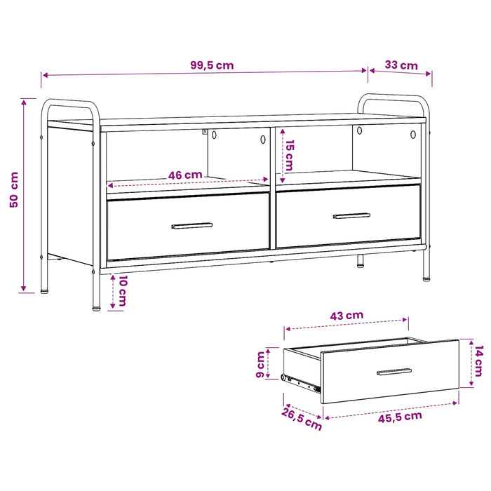 Cabinet TV 67,5 x 33 x 50 cm Stejar fumuriu Lemn prelucrat WALTI
