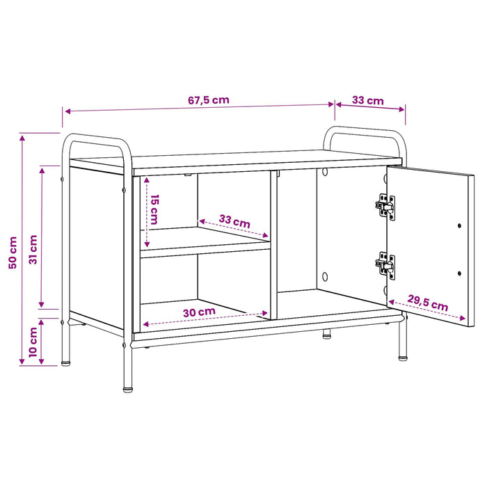 Cabinet TV 67,5 x 33 x 50 cm Stejar Negru - WALTI WALTI