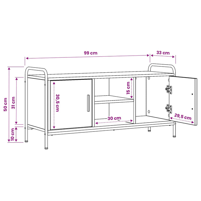 Cabinet TV 99 x 33 x 50 cm Sonoma gri Lemn prelucrat WALTI