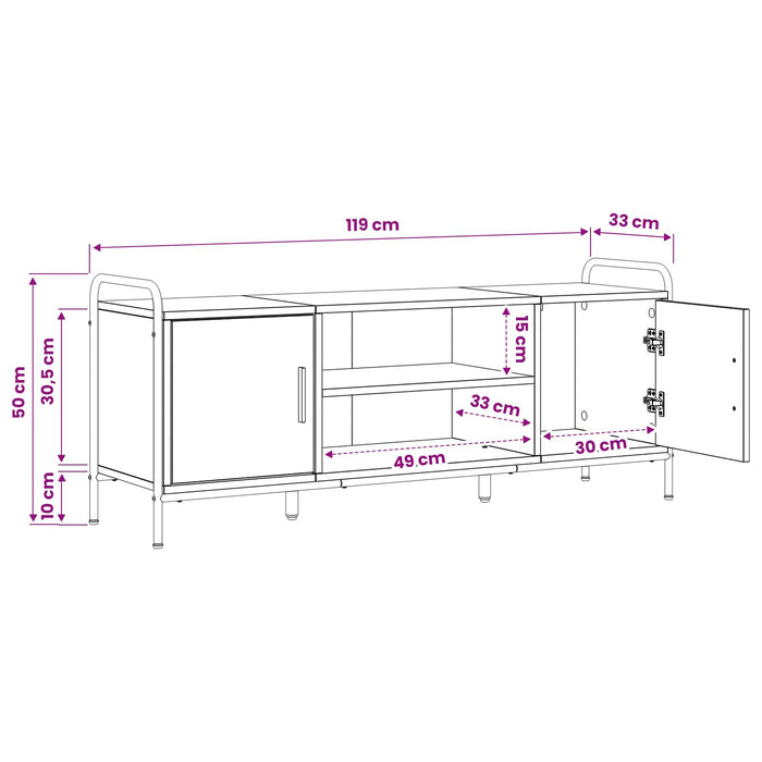 Cabinet TV 119 x 33 x 50 cm Stejar fumuriu WALTI