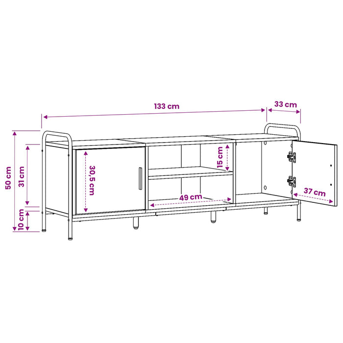 Cabinet TV 133 x 33 x 50 cm Lemn vechi Lemn prelucrat - WALTI WALTI