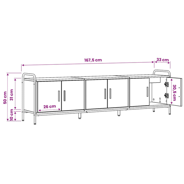 Cabinet TV 146 x 33 x 50 cm Lemn vechi Lemn prelucrat WALTI