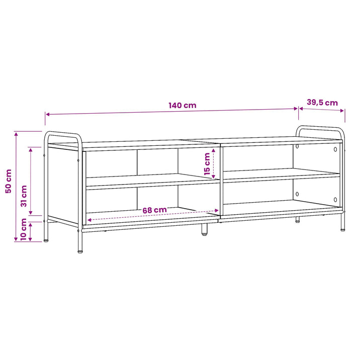 Cabinet TV 140 x 39,5 x 50 cm Stejar Negru Lemn prelucrat WALTI