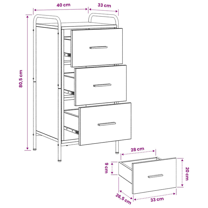 Bufet Stejar fumuriu 97 x 33 x 81 cm Lemn prelucrat WALTI