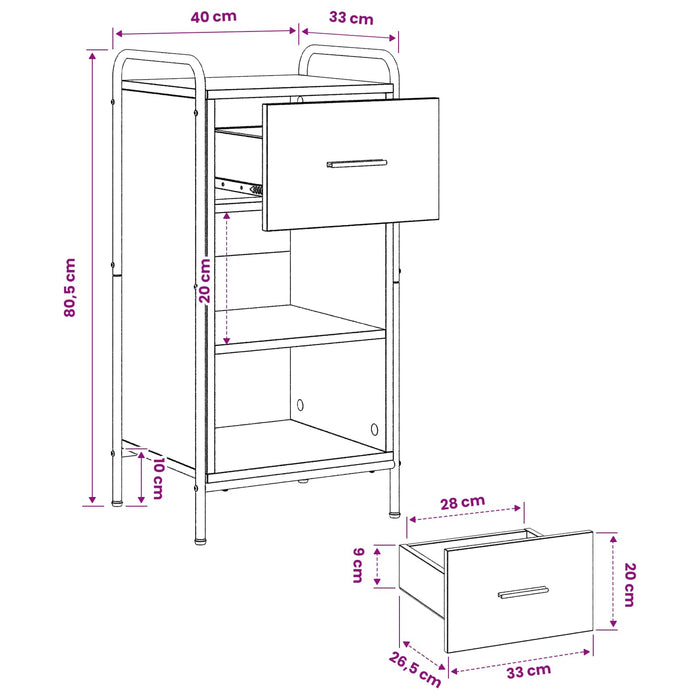 Bufet Sonoma gri 97 x 33 x 81 cm Lemn prelucrat WALTI