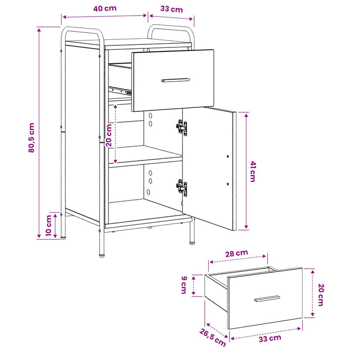 Bufet Stejar Sonoma 97 x 33 x 81 cm Lemn prelucrat WALTI