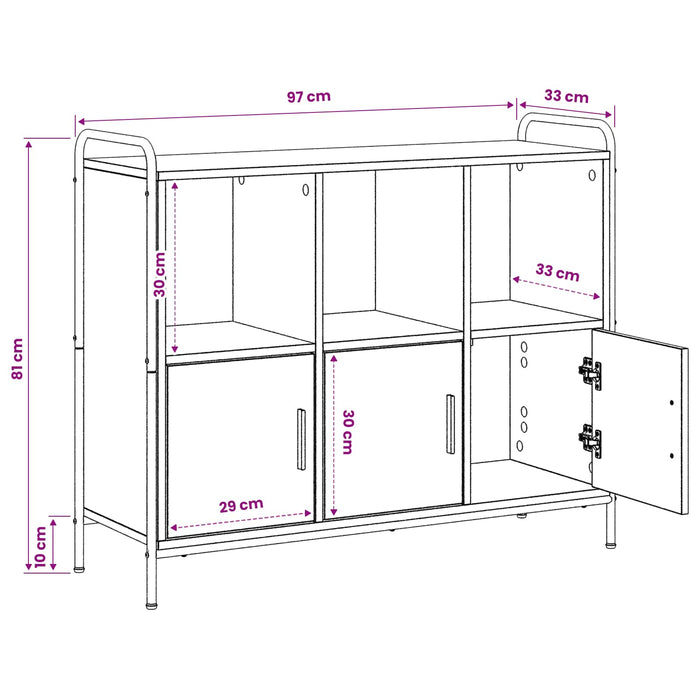Bufet Sonoma gri 97 x 33 x 81 cm Lemn prelucrat - WALTI WALTI
