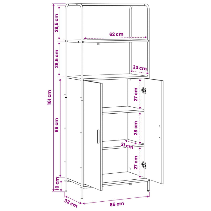Bufet Stejar Negru 40 x 33 x 161 cm Lemn prelucrat WALTI
