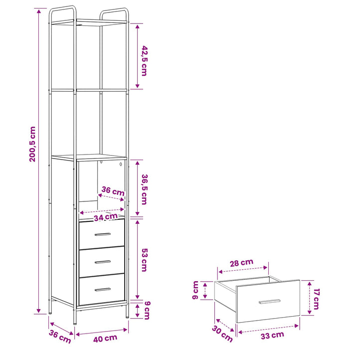 Dulap de Baie Sonoma gri 40 x 36 x 200,5 cm Lemn prelucrat WALTI