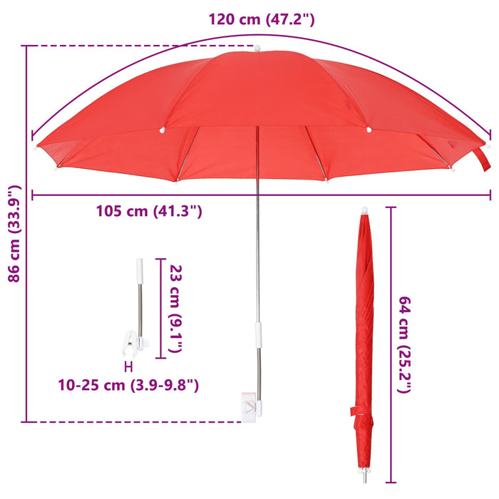 Umbrelă cu clemă 2 pcs Roșu cărămiziu Ø 105 x 86 cm WALTI