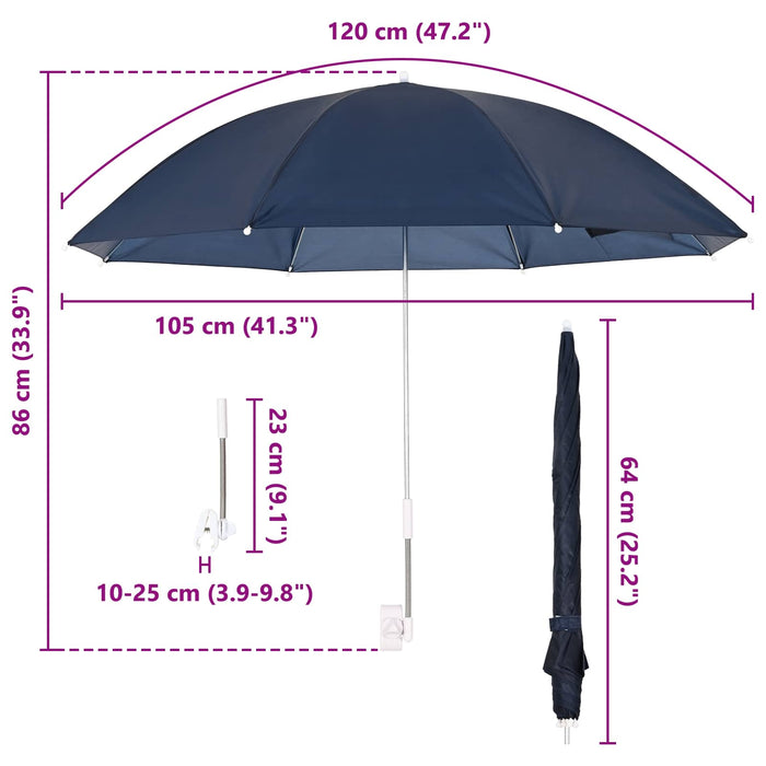 Umbrelă cu clemă 2 pcs Albastru marin Ø 105 x 86 cm WALTI