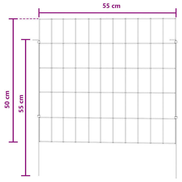 Gard de grădină cu țevi de sprijin 12 pcs 55 x 50 cm Mesh WALTI
