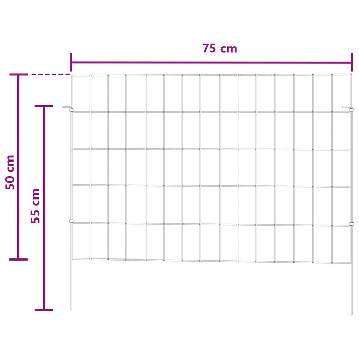 Gard de grădină cu țevi de sprijin 12 pcs 75 x 50 cm Mesh WALTI