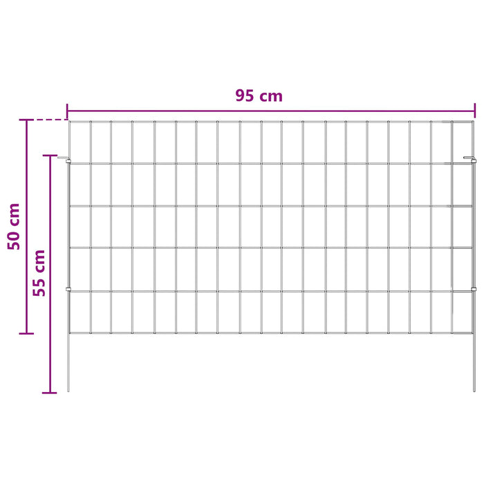 Gard de grădină cu țevi de sprijin 24 pcs 95 x 50 cm Mesh WALTI