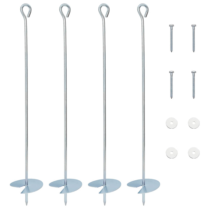 Ancoră de Pământ 4 pcs Argintiu Ø10 x 60 cm Metal Galvanizat - WALTI WALTI