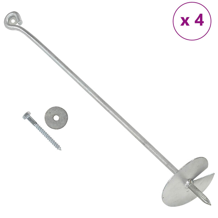 Ancoră de Pământ 4 pcs Argintiu Ø10 x 60 cm Metal Galvanizat - WALTI WALTI