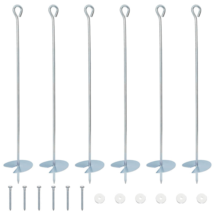 Ancoră de Pământ 6 pcs Argintiu Ø10 x 60 cm Metal Galvanizat - WALTI WALTI