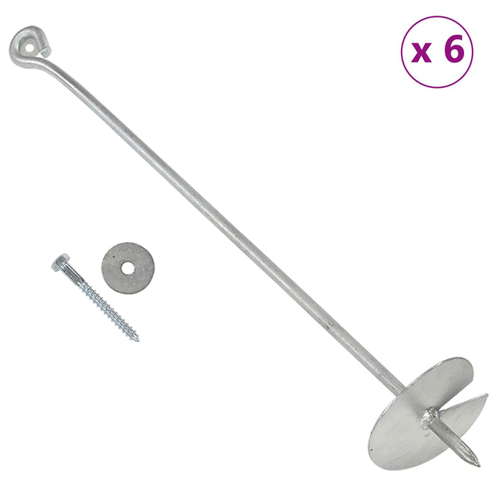 Ancoră de Pământ 6 pcs Argintiu Ø10 x 60 cm Metal Galvanizat - WALTI WALTI